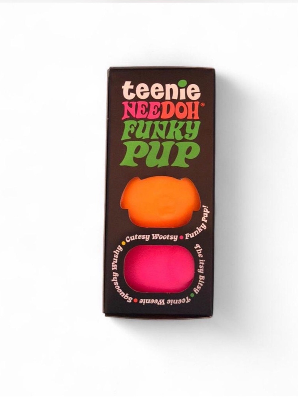 Teenie Needoh Funky Pup Toy - Orange, Hot Pink & Purple